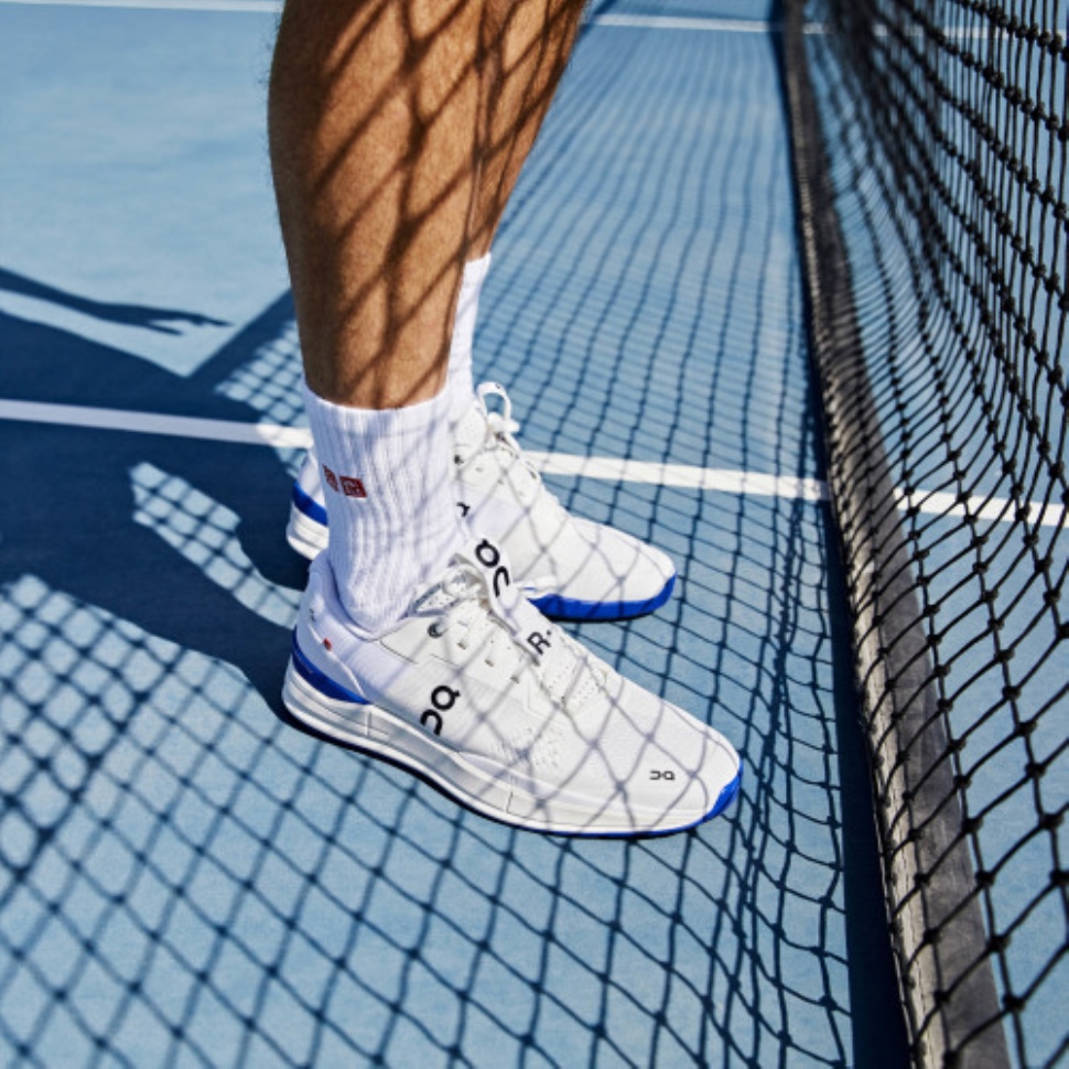 THE ROGER Pro White-Indigo On Running