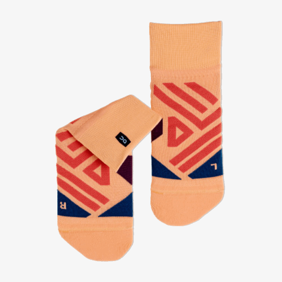 Mid Sock On Running Coral-Navy