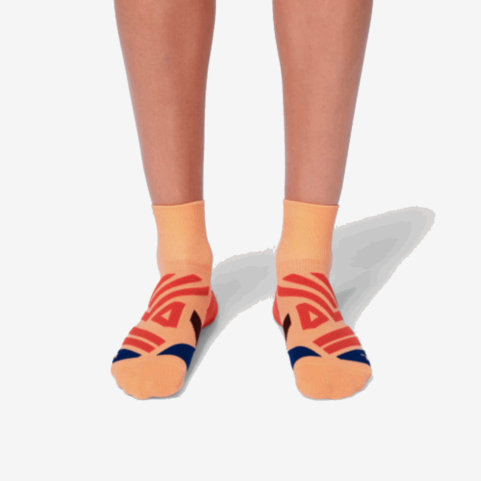Mid Sock On Running Coral-Navy