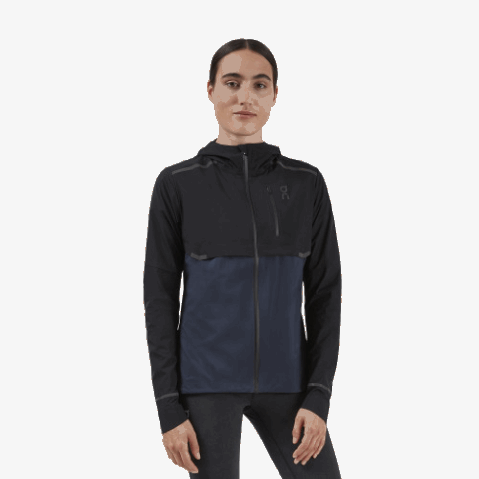 Weather Jacket On Running Black-Navy
