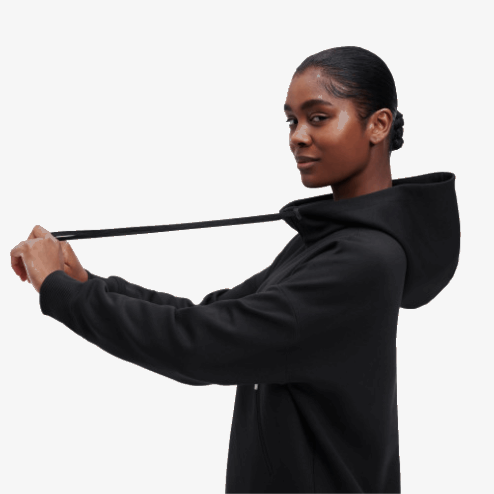 Zipped Hoodie Black On Running